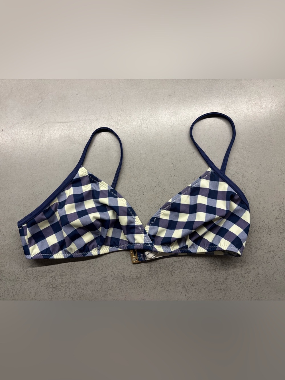 Solid & Striped blue gingham triangle swim top